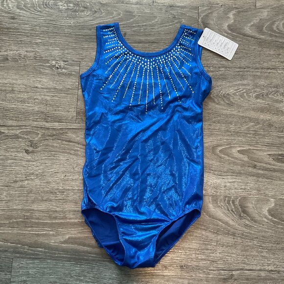 NWT Girl's‎ Gymnastics Leotards Dance Outfit Shiny Jewels Athletic Size 12A Blue - Picture 3 of 7